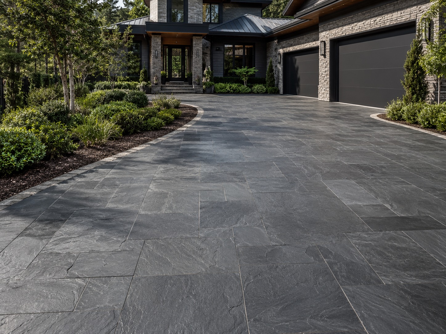 Stamped concrete decorative driveway pattern in Brisbane